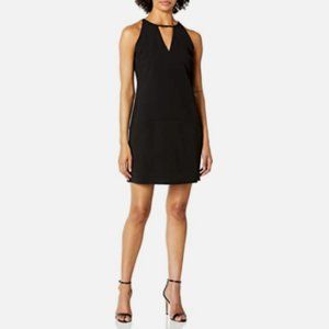 Sam Edelman Sleeveless Black Crepe V-Neck Shift Dress 6